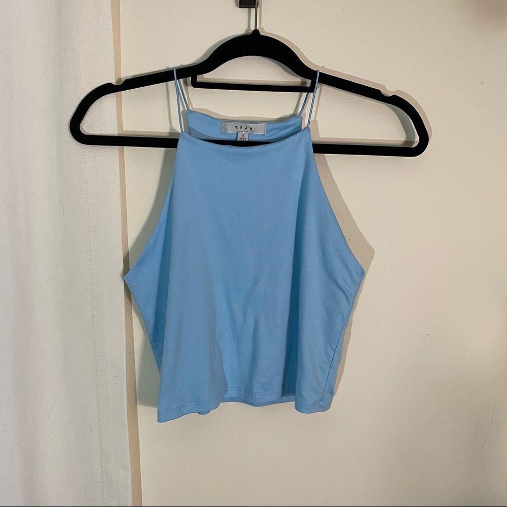 Blue Satin Halter Top - Picture 5 of 6